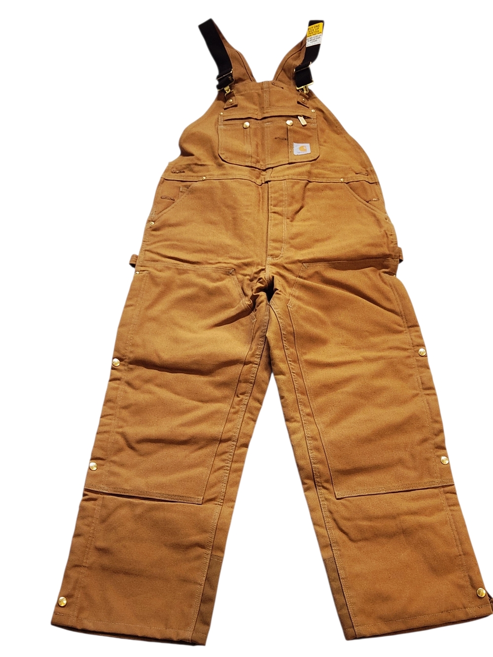 VINTAGE NWT CARHARTT BIB OVERALL QUILT-LINED  ZIP-TO-THIGH TAN 40X30 DOUBLE KNEE